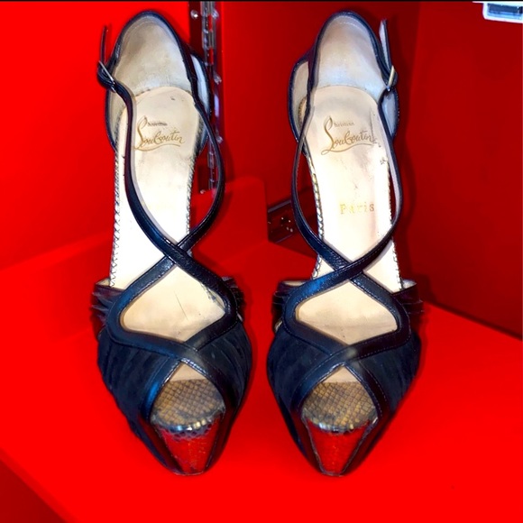 Christian Louboutin Shoes - Christian Louboutin Platform Size 39. Suede and leather. Gold toe accent.